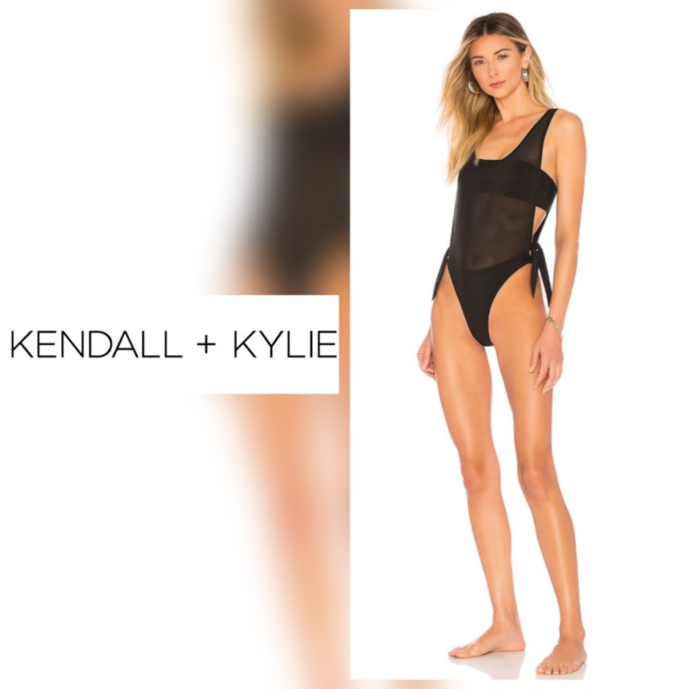 NWT Kendall + Kylie Scoop One-Piece Mesh Neon Pink Swimsuit - M